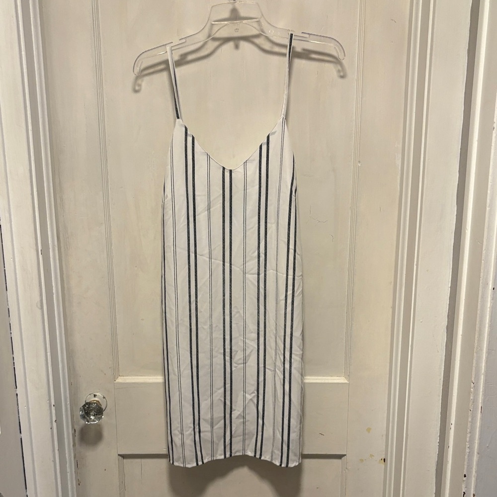 Japna Elegant White Striped Dress Medium